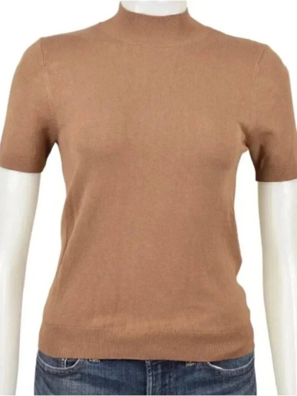 Simons Twik Short Sleeve Mockneck Sweater Brown Viscose Size Small